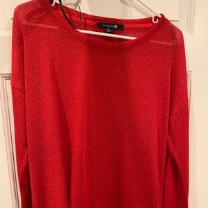 Red thin loose weave sweater